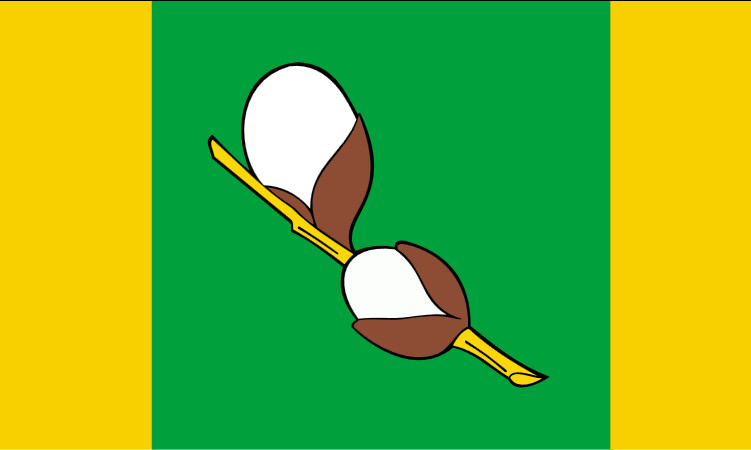 Flaga Wierzbinka podzielona na trzy pasy pionowe od lewej w kolrze żółtym zielonym i poownie żółtym na środku na zielonym tle jest gałązka wierzby z baziami.