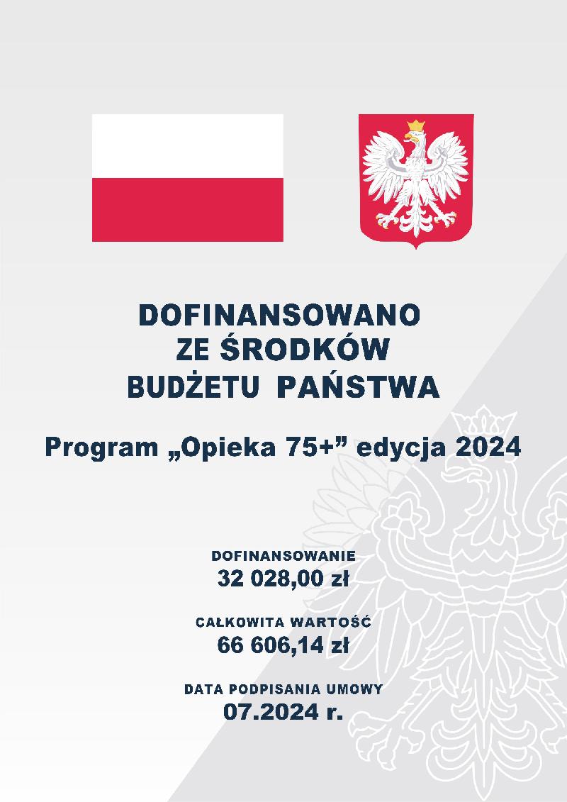 flaga Polska i godło poniżej tekst jak w wiadomości